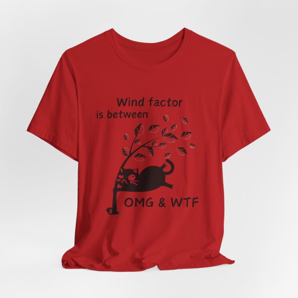 Funny Cat Wind Factor Humor T-Shirt | Funny weather shirt | Windy weather Cat - Image 7