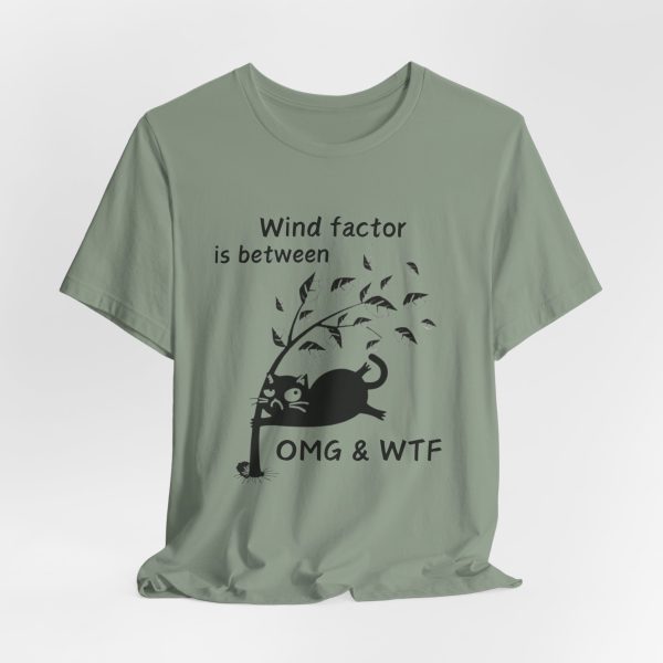 Funny Cat Wind Factor Humor T-Shirt | Funny weather shirt | Windy weather Cat - Image 4