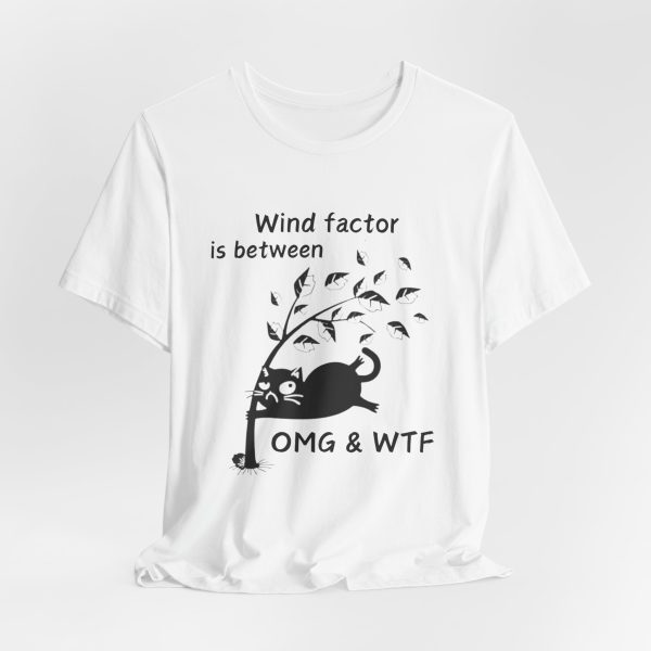 Funny Cat Wind Factor Humor T-Shirt | Funny weather shirt | Windy weather Cat